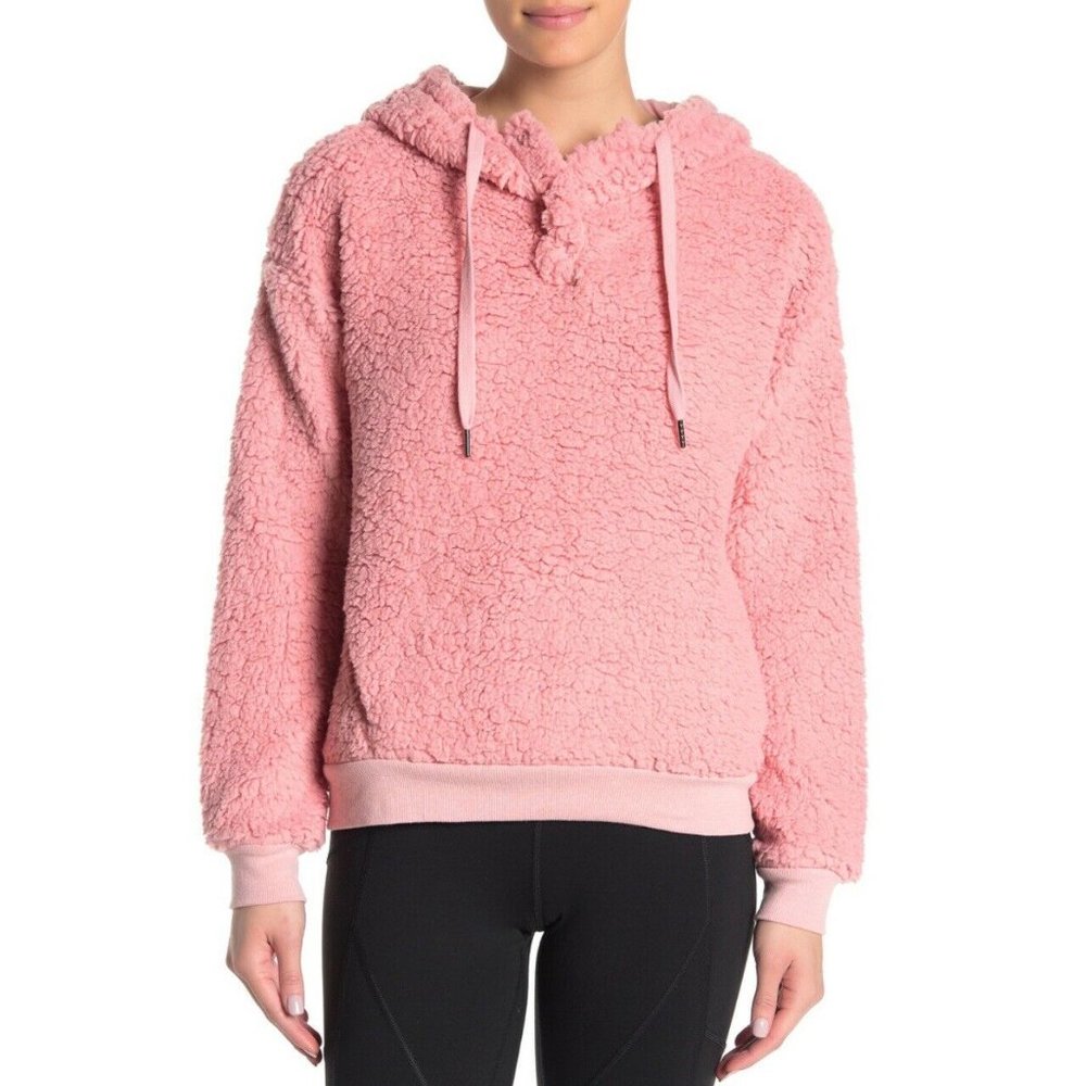 Zella Rare Form Faux Shearling Pullover Hoodie L